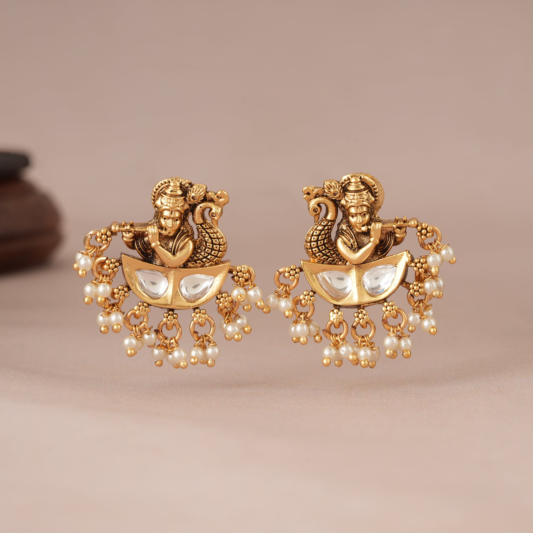 Cute beautiful antique gold plated plain jhumka earring Free Cod