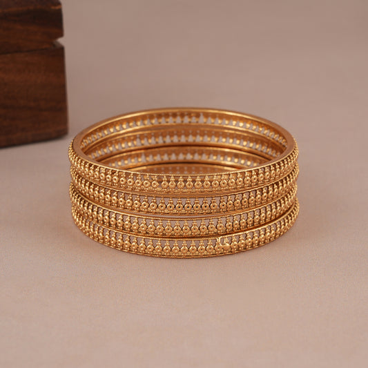 Stunning antique gold plated plain bangle set (set of 4)