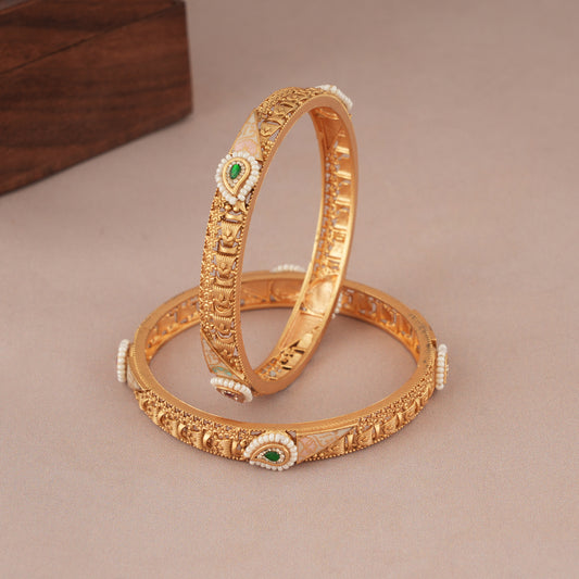 cute gold plated enamel bangle set