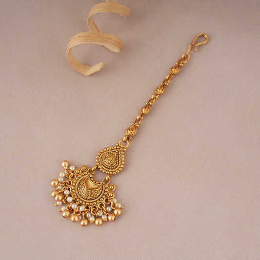 Cute antique gold small maangtika