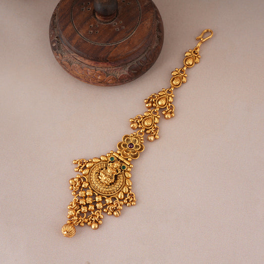 Stunning maa lakshmi antique gold stone maagtika I Temple Jewellery