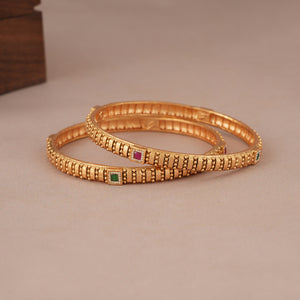 Elegant antique gold art deco stone bangle set