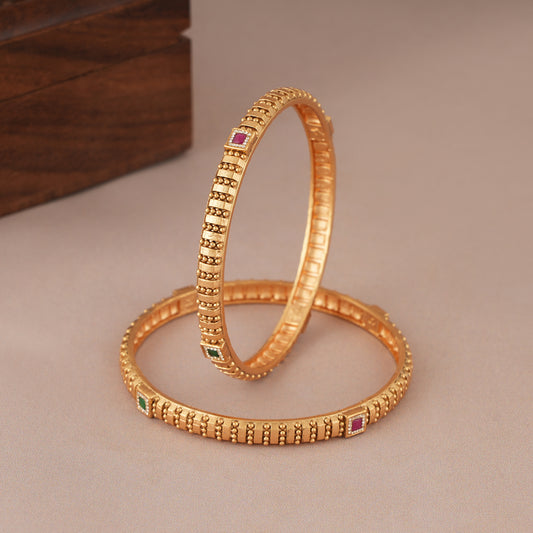 Elegant antique gold art deco stone bangle set