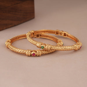 Sleek stone gold plated bangle set for women