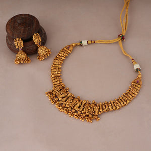 Auspicious ram darbaar antique gold necklace set