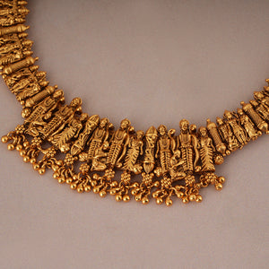 Auspicious ram darbaar antique gold necklace set