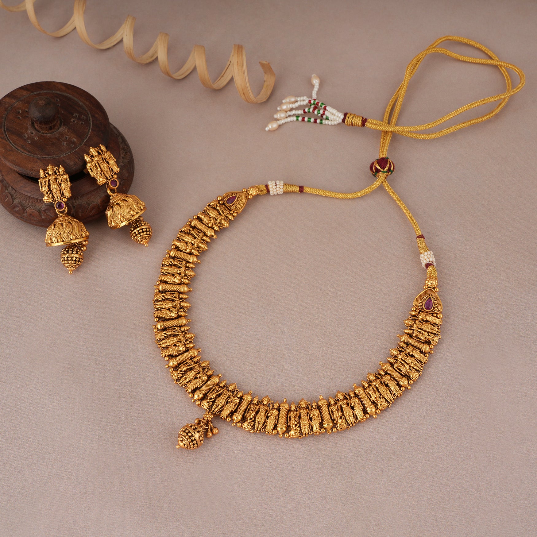 Amazing antique gold ram sita necklace set