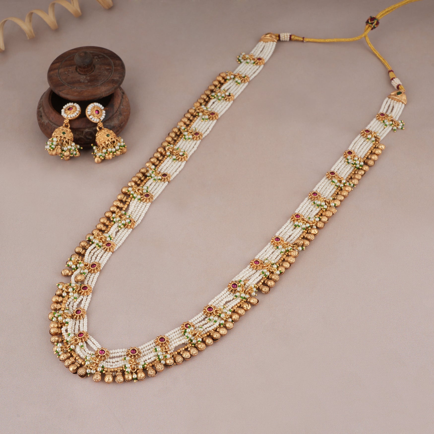 Designed New Beautiful Antique Gold Necklace Long Necklace outlet Natural Pearl Necklace Indian Jewelry