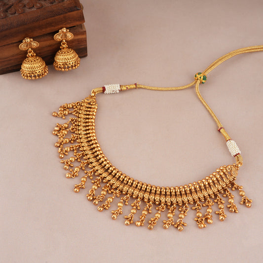 Stunning plain antique gold choker set for women