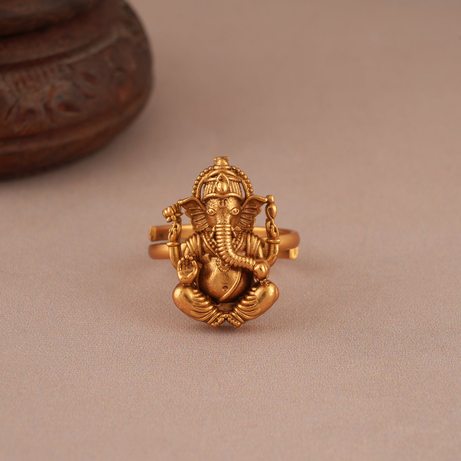 Amazing antique gold antqiue gold ganesh adjsutable finger ring I Buy now smarsjewelrys