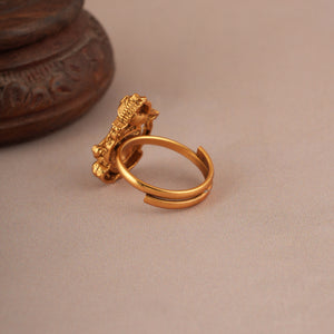 Amazing antique gold antqiue gold ganesh adjsutable finger ring I Temple Jewellery