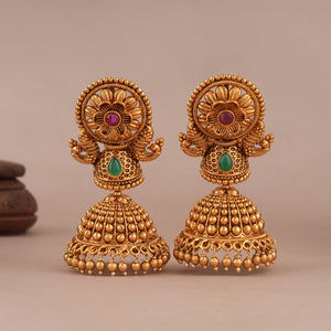 Stunning antique gold jhumka earring for women