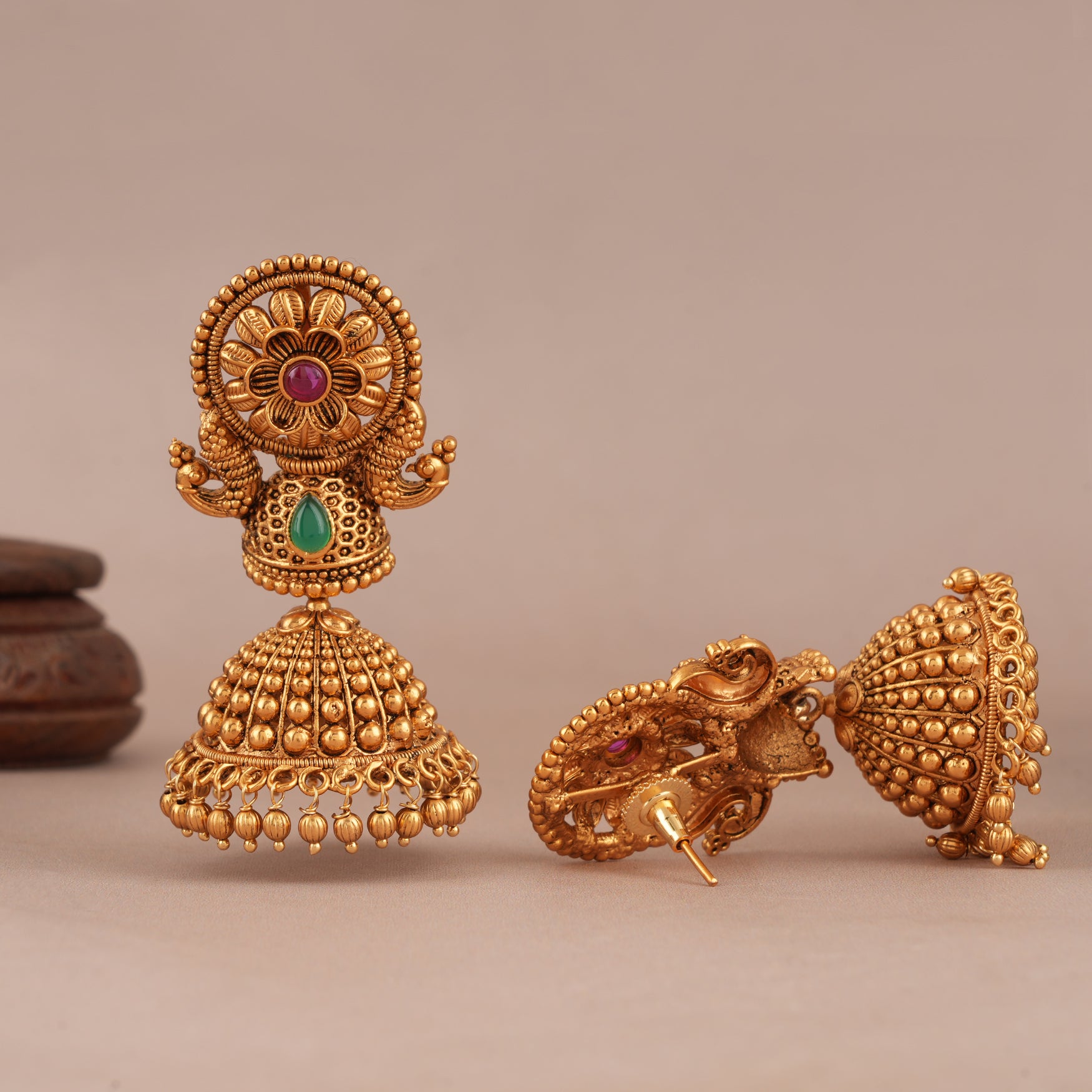 Stunning antique gold jhumka earring for women