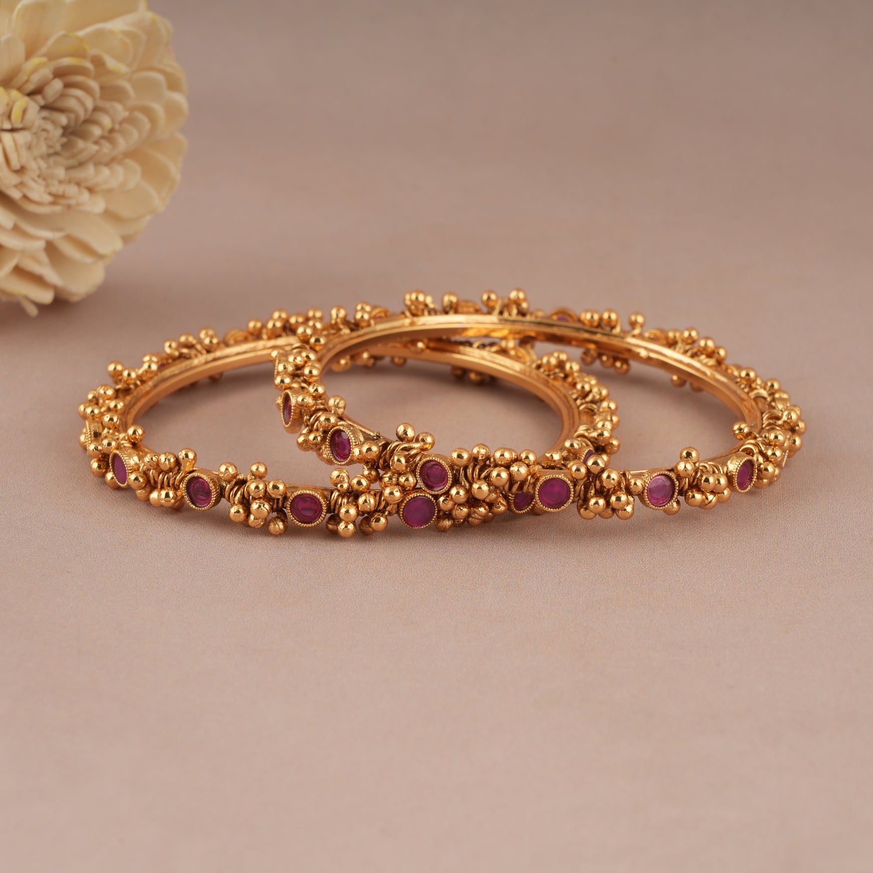 Amazing antique gold ruby bangle set for women COD Available ...