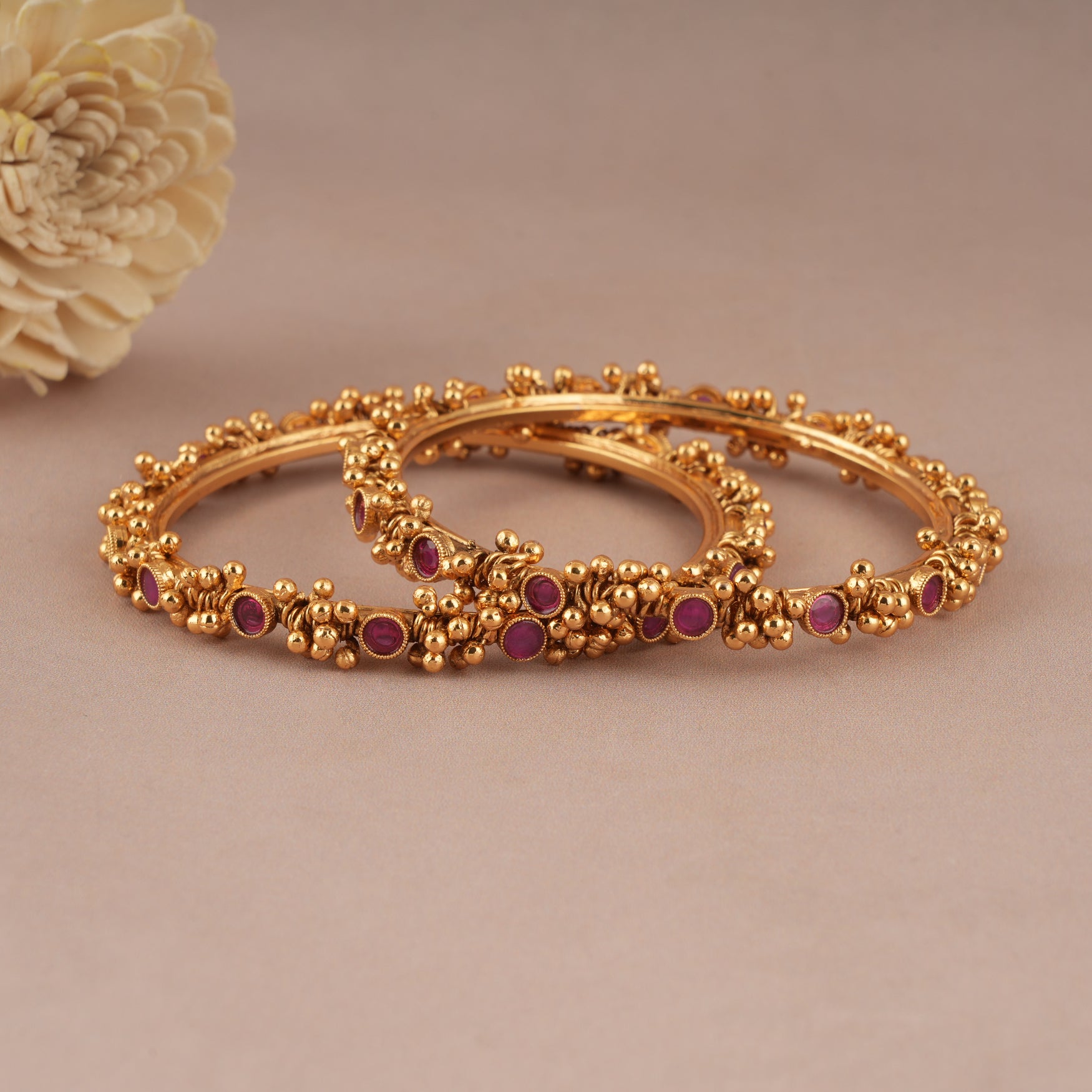 Amazing antique gold ruby bangle set