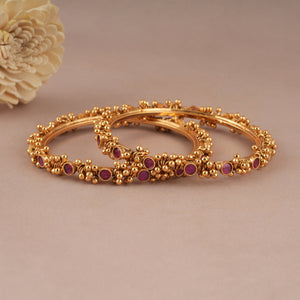 Amazing antique gold ruby bangle set