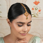 Stunning antique gold multicolor maangtika