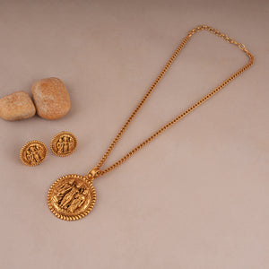 Beautiful antique gold ram darbaar pendant set