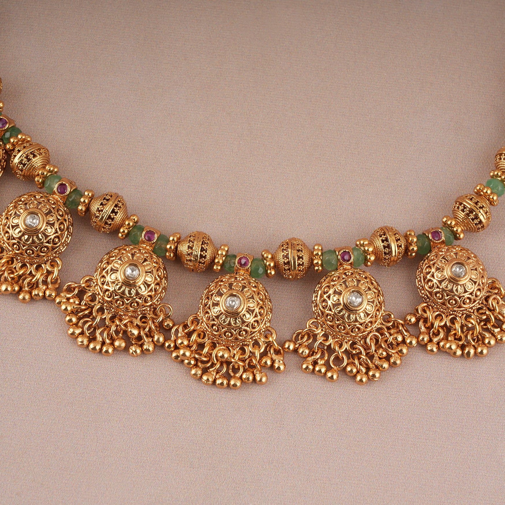 Stunning antique gold stone necklace set with earring