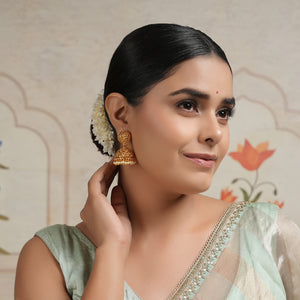 Amazing antique gold pearl drop royal jhumka