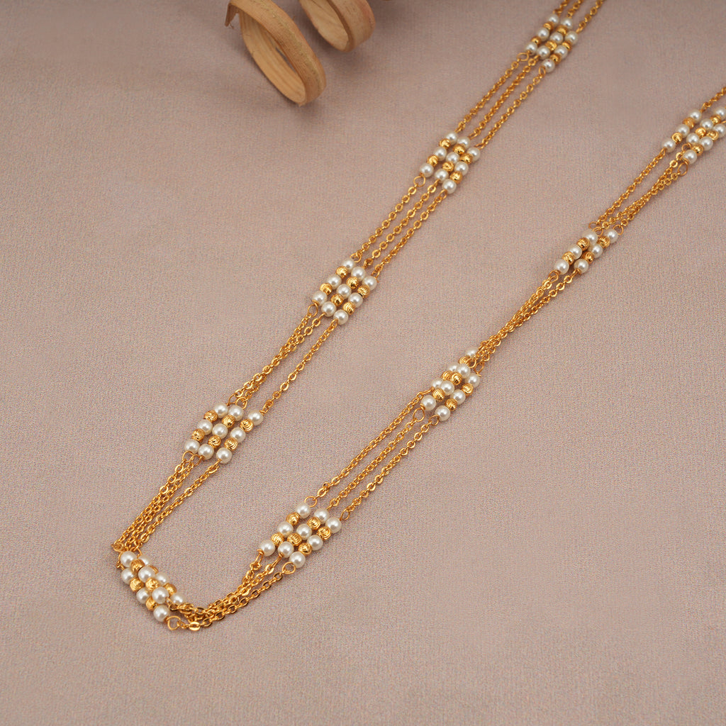 Cute gold plated pearl lined women chain