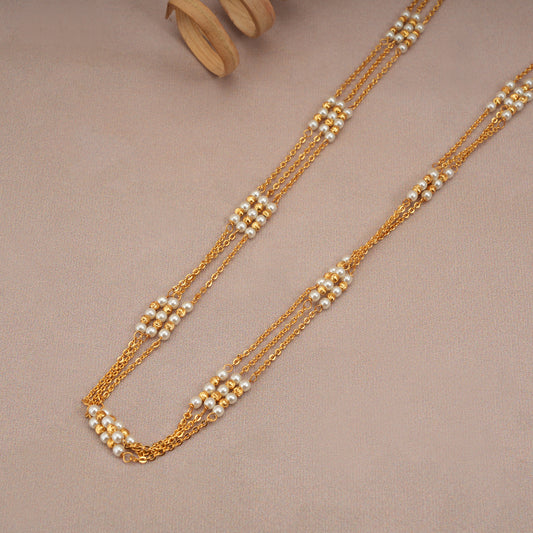 Cute gold plated pearl lined women chain