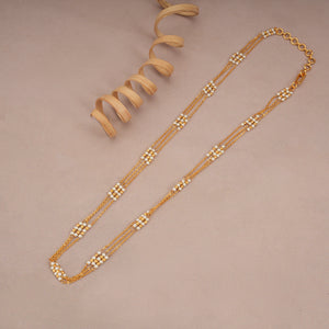 Cute gold plated pearl lined women chain