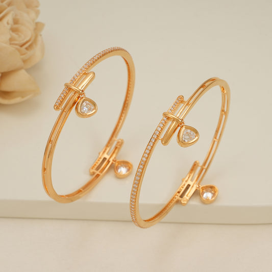 Gorgeous gold plated diamond bangle set for women