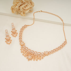 Stunning cz  diamond gold plated necklace set