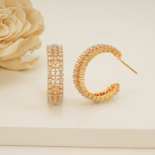 Cute gold plated diamond hoop