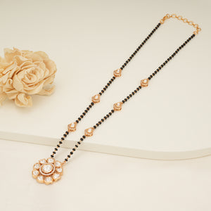 Stunning long gold plated floral kundan mangalsutra