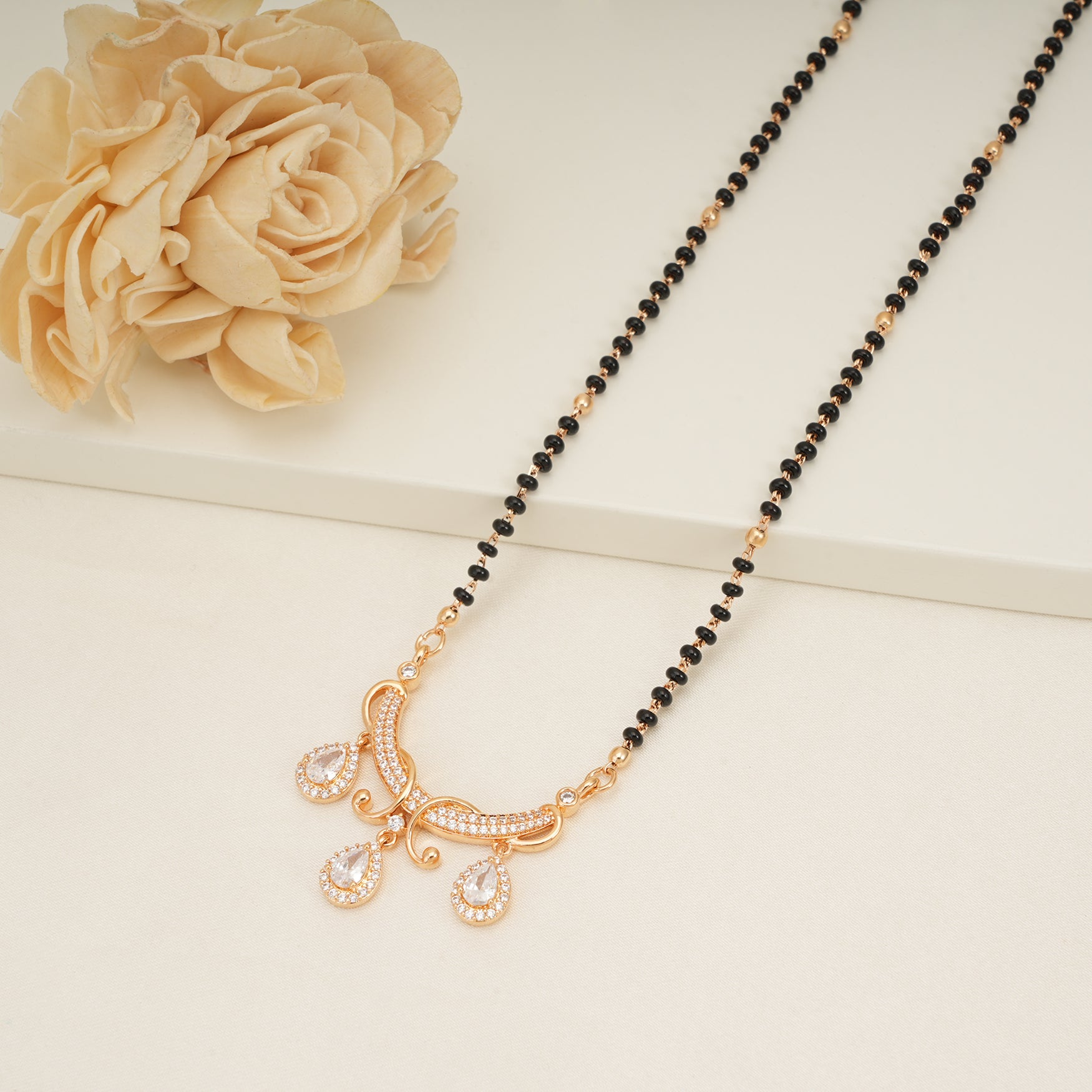 Cute gold cz diamond mangalsutra for women