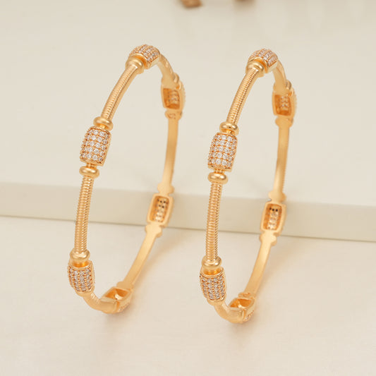 Stunning antique gold spiral diamond bangle set