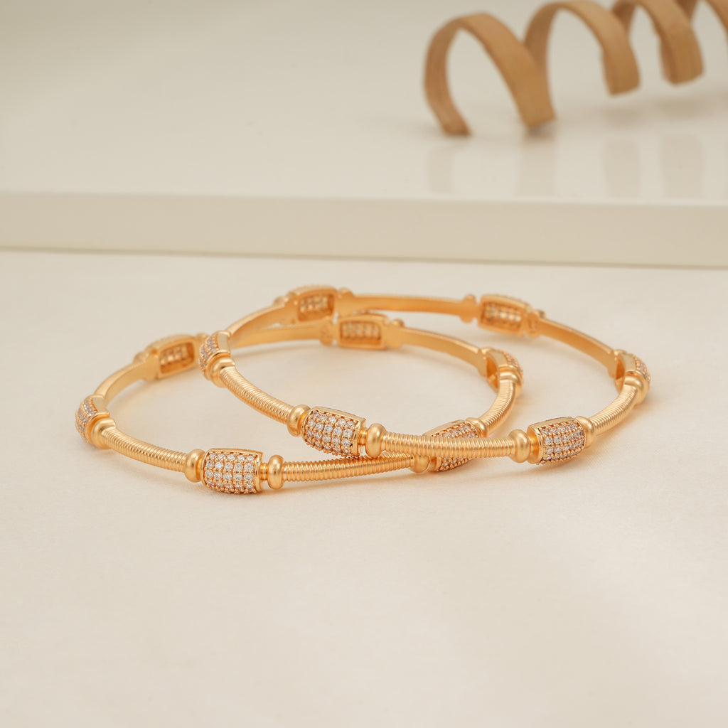 Stunning antique gold spiral diamond bangle set