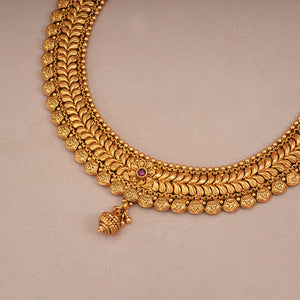 Amazing plain antique gold necklace set with earring