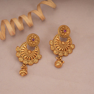 Amazing plain antique gold necklace set with earring