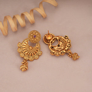 Amazing plain antique gold necklace set with earring