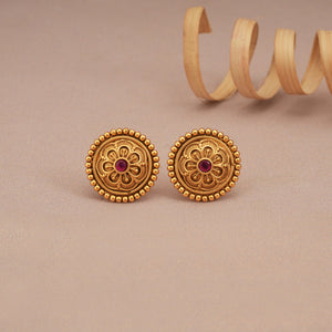 Amazing antique gold floral stone pendant set