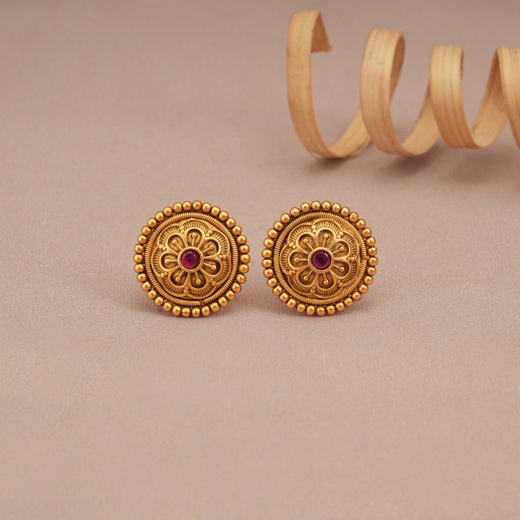 Amazing antique gold floral stone pendant set