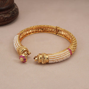 Gorgeous gold plated pearl openable kada