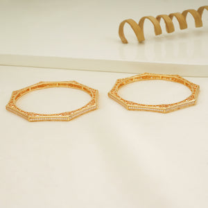 Sleek elegant gold plated diamond bangle set for women