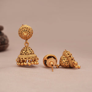 Cute plain antaique gold ball drop jhumka earring