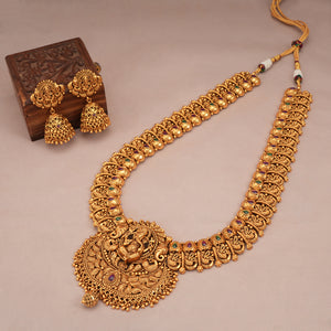 Auspicious antique long Lord Ganesh stunning stone necklace set