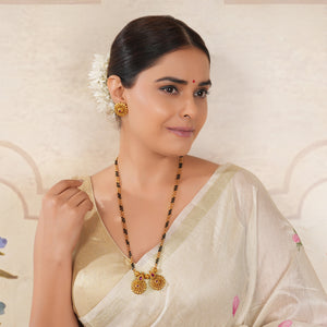 Long stunning antique gold floral mangalsutra set