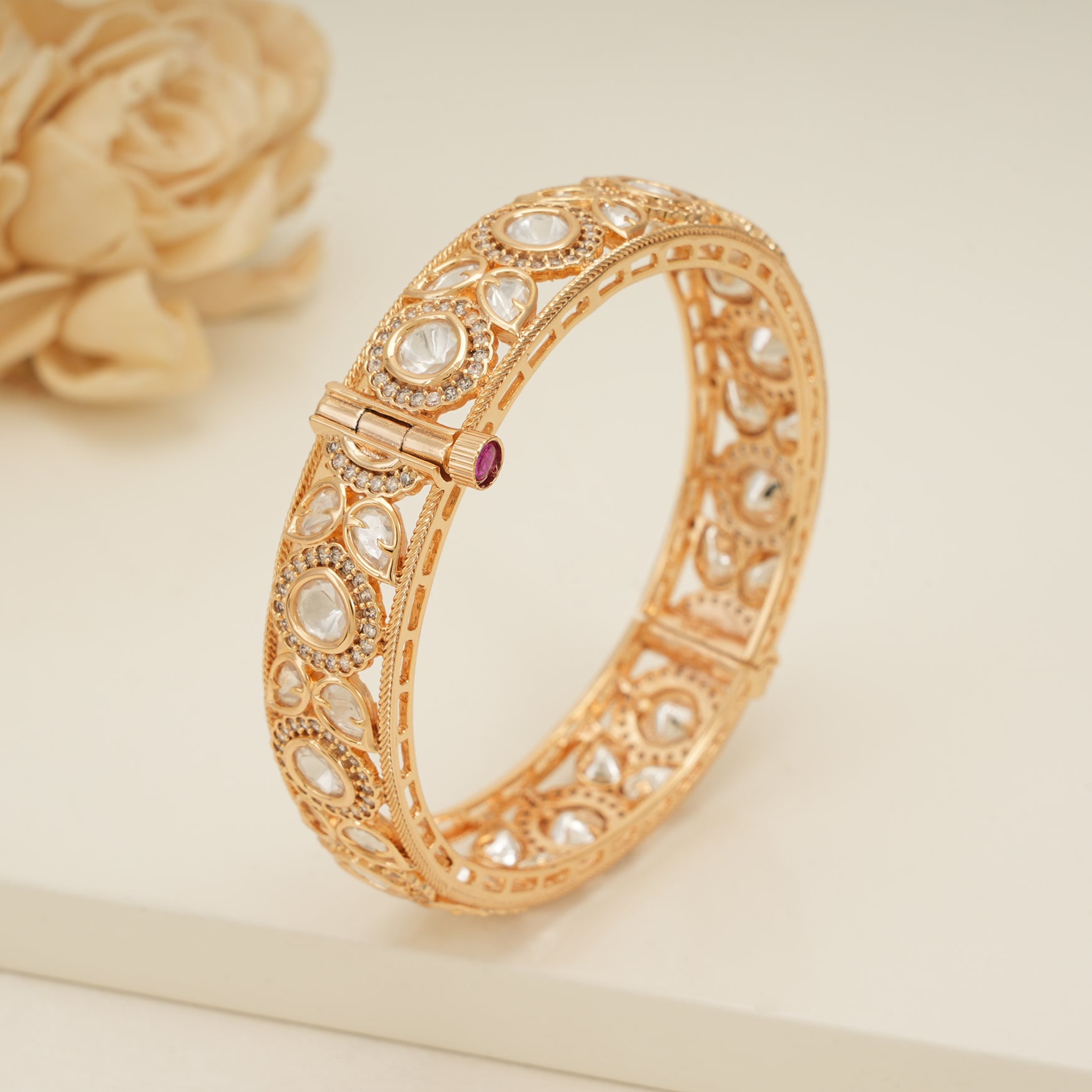 Stunning gold plated kundan kada bangle