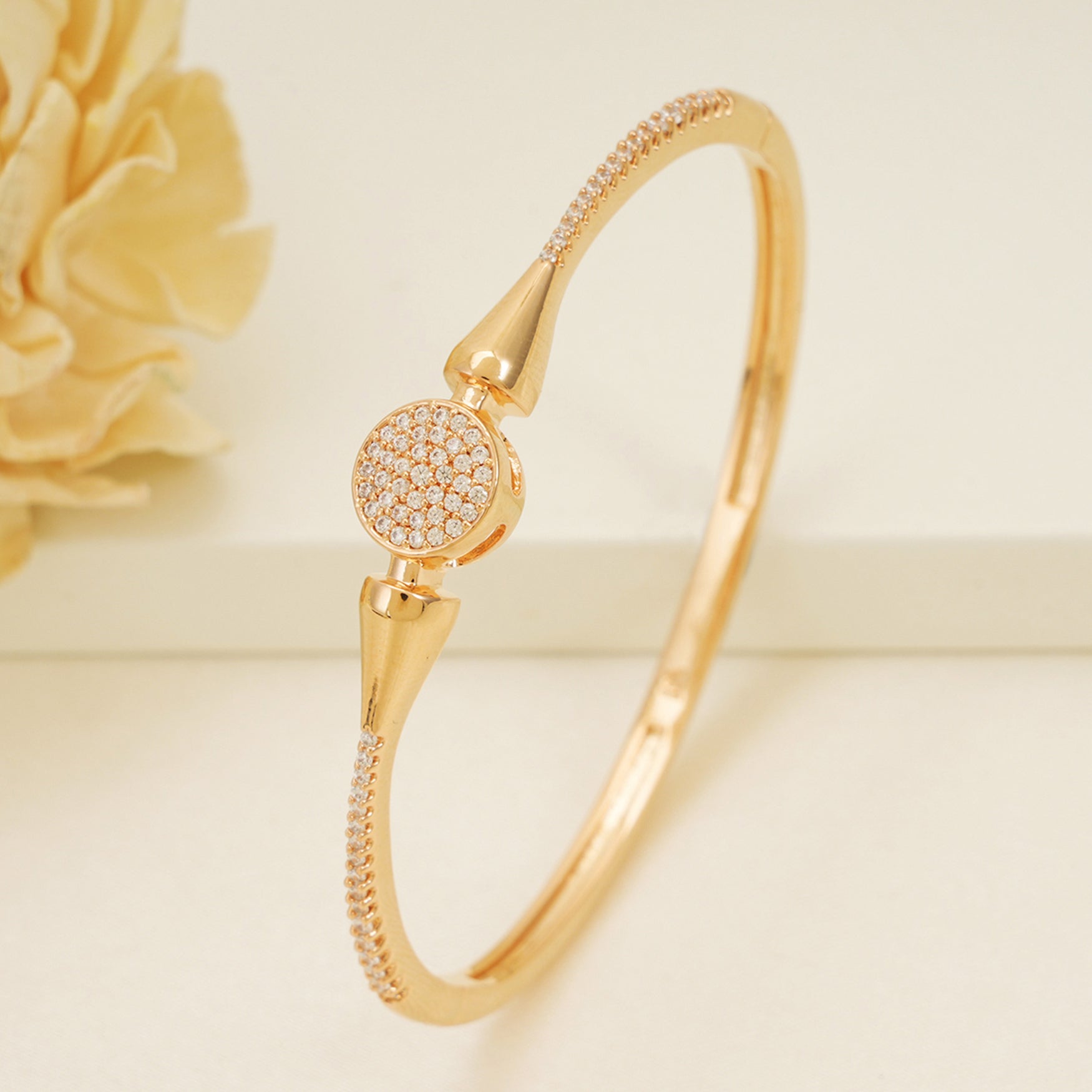 Cz Diamond studded gold plated openable bracelet