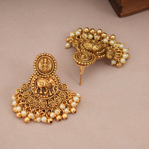 Stunning pearl drop antique gold elephant necklace set