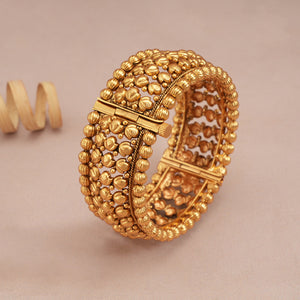 Gorgeous plain antique gold broad openable kada bangle