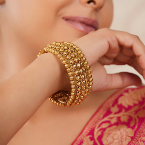 Gorgeuous plain antique gold broad openable kada bangle