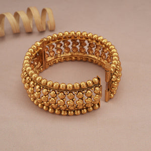 Gorgeous plain antique gold broad openable kada bangle